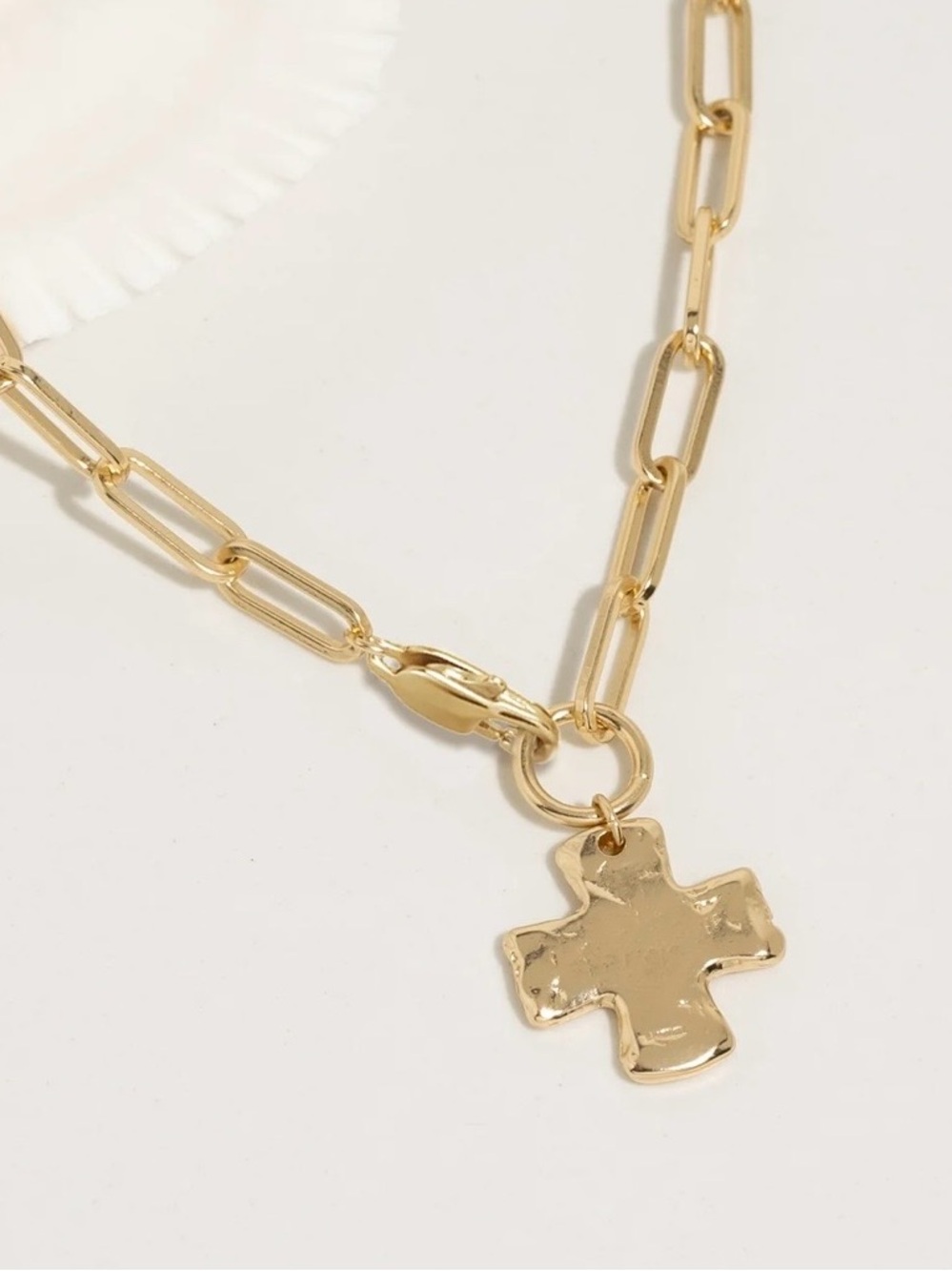 James Michelle Chunky Cross Chain Necklace, Gold, 18”